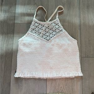 AEO Crop Crochet Smocked Tank